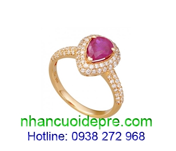 Nhẫn Nữ vàng 18K gắn đá Ruby