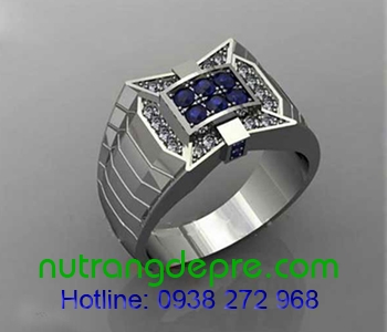 Nhẫn bạc  nam cao cấp gắn đá Ruby