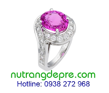 Nhẫn nữ vàng 18K gắn đá Ruby